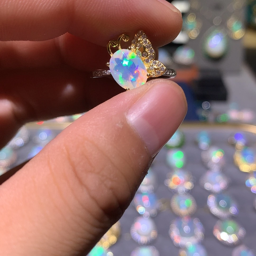 欧泊银S925镶嵌欧泊戒指