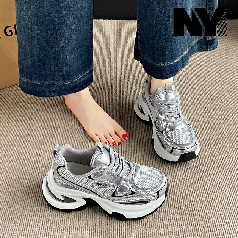 NY老爹鞋女2025年春季新款爆款厚底百搭增高轻便炸街休闲运动鞋