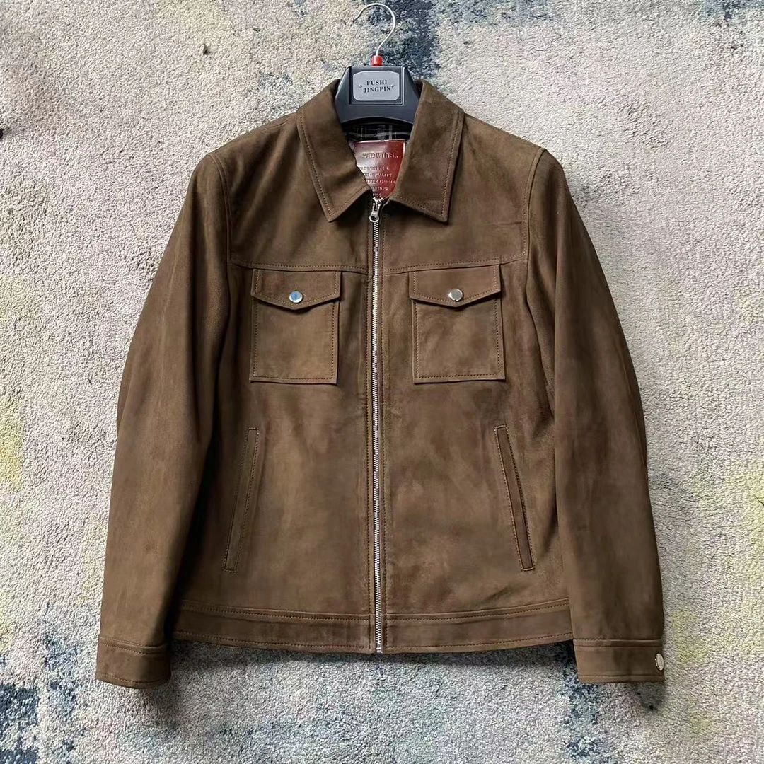 牛皮正绒海宁真皮皮衣男士短款时尚百搭休闲翻领商务春秋轻奢简约