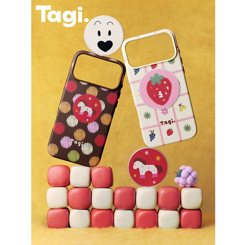 09/22Tagi.《塔皮团圆》手机壳小马Magi哈哈草莓旋转磁吸手机支架
