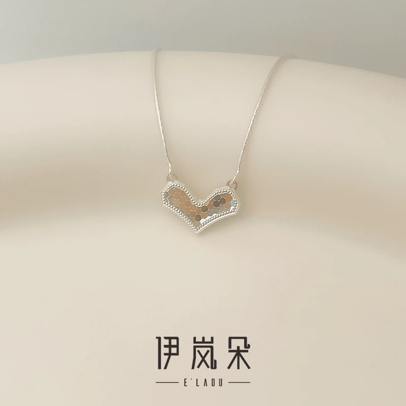 坠链均925银 伊岚朵【设计师】蜂巢爱心项链｜高知女简约加长锁骨链