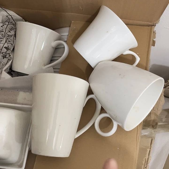 瓷片强化瓷杯子4个 微瑕