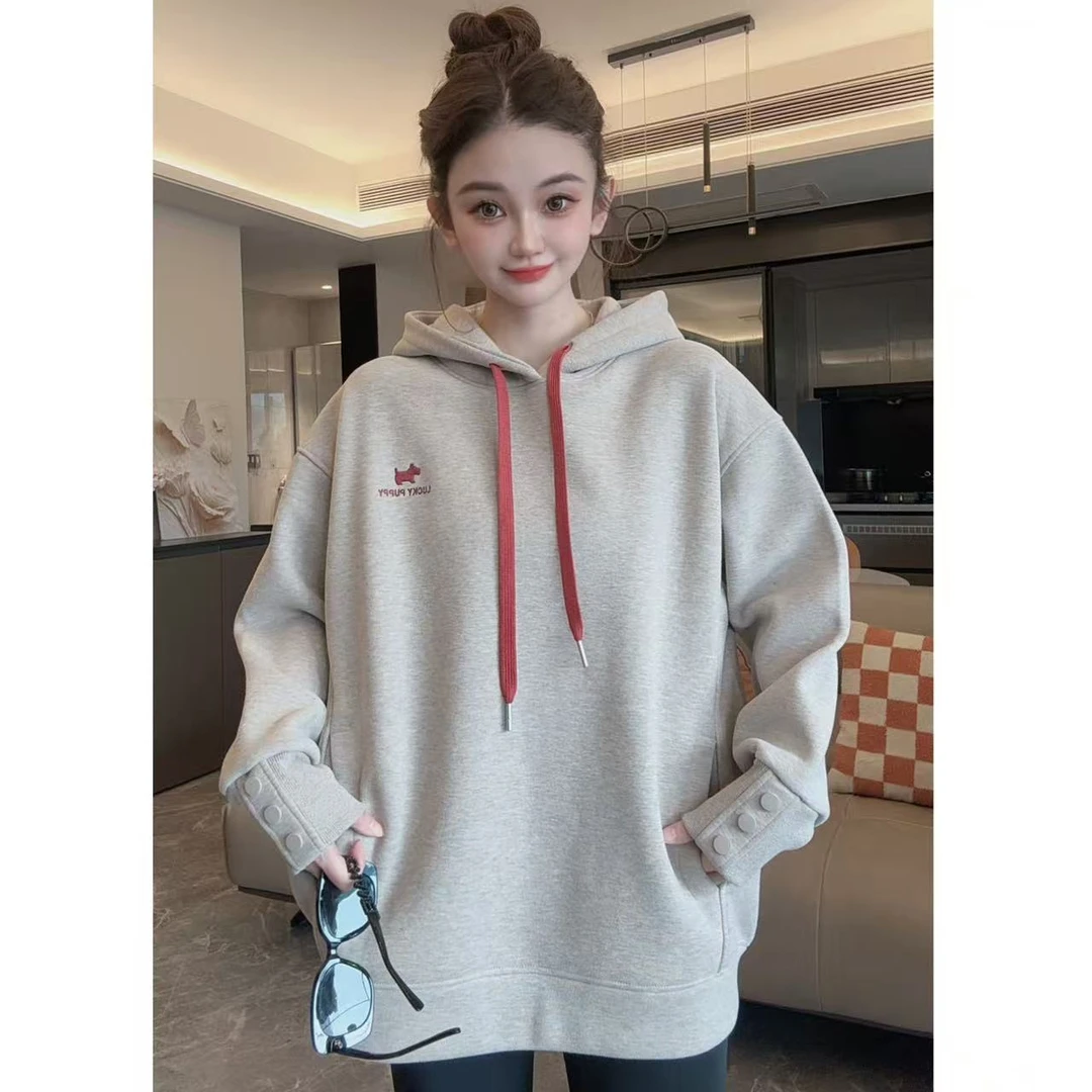 纯色极简风中长款连帽朋克风卫衣百搭卫衣休闲加厚  2688 Y