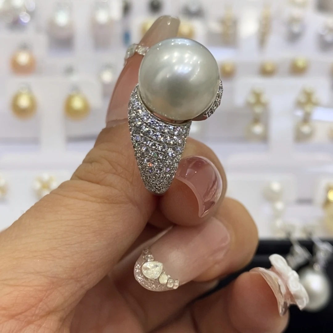 海水珍珠银S925镶嵌戒指