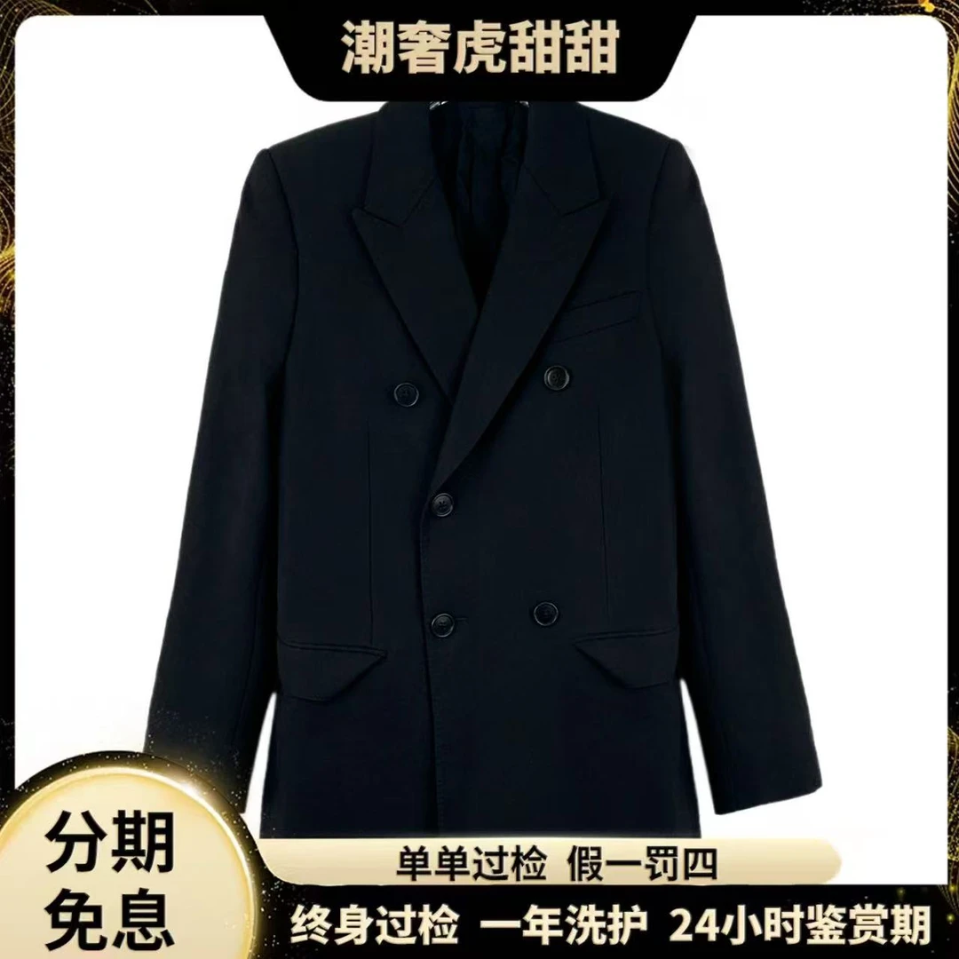 99新 Celine/思琳 IW0490 黑色羊毛翻领长袖西装外套 36码潮奢虎