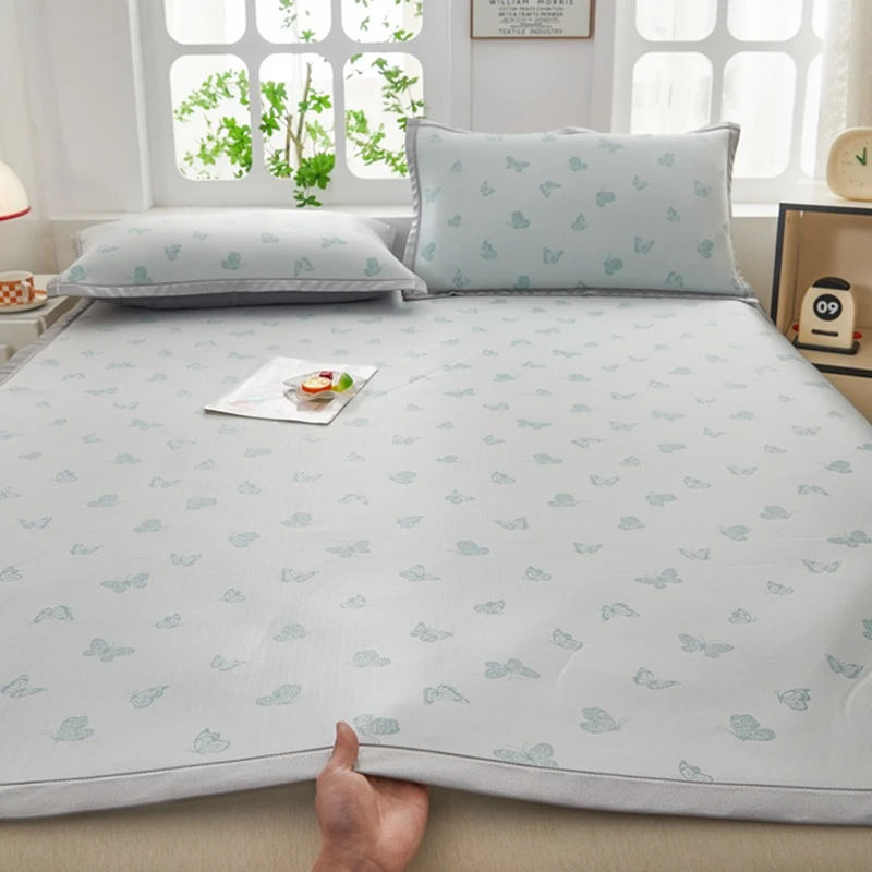 《蝴蝶》2025新款夏季冰丝软凉席PE高分子冰藤席家用凉席三件套