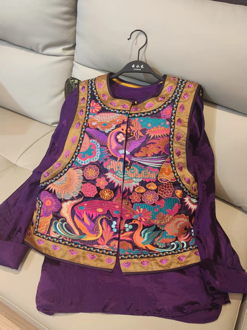 YUNSHUIHE/云水禾【紫渊惊鸿】新中式重工刺绣马甲