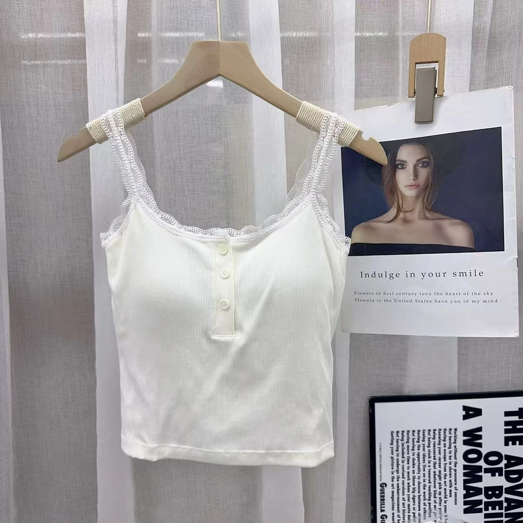 DX.DAXI【梦幻芭蕾】纯欲风蕾丝小背心带胸垫春夏美背