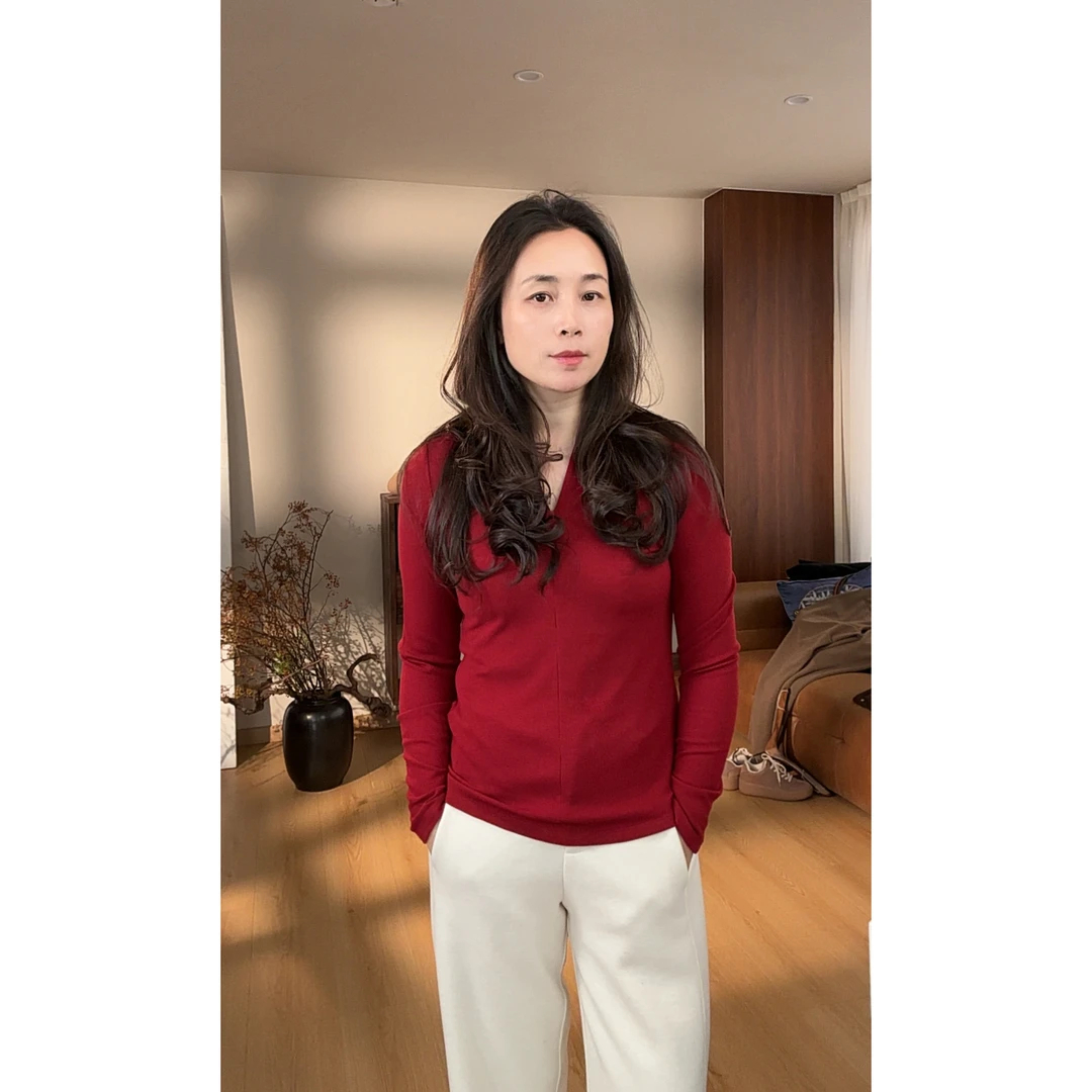 气质V领保暖休闲风内搭打底衫坑条针织衫MA5SYDZ1450