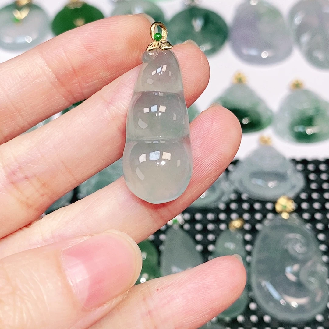 吊坠(不含链)18K金镶嵌翡翠