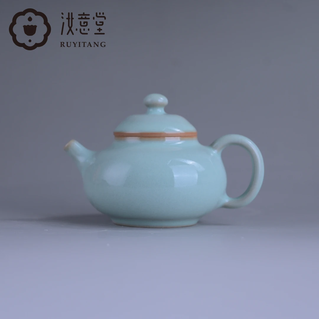 天青釉 小小容天壶 支烧全手工工艺 汝瓷茶壶小容量
