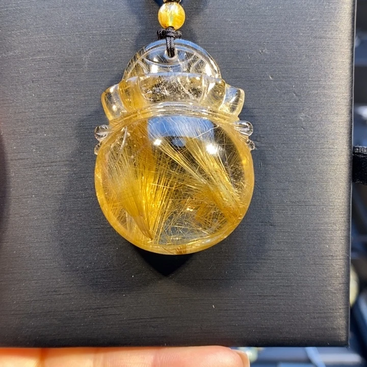 发晶颈饰未镶嵌金发晶福袋吊坠