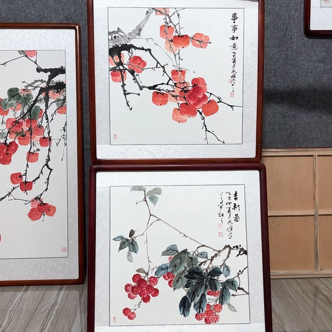 国画书画作品带框63×63