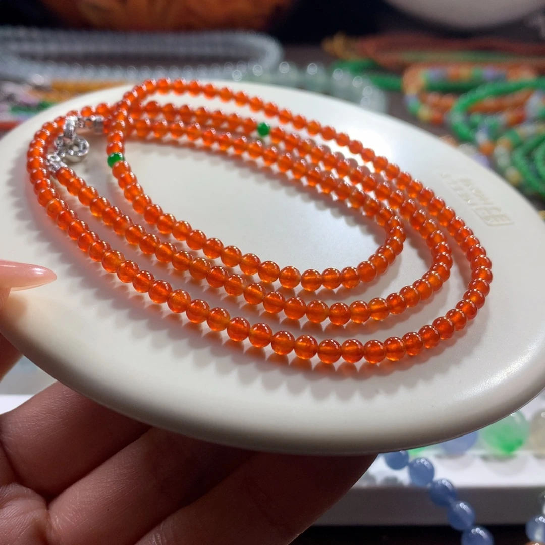 翡翠未镶嵌手链！藏收级！满色冰红项链卡3.5