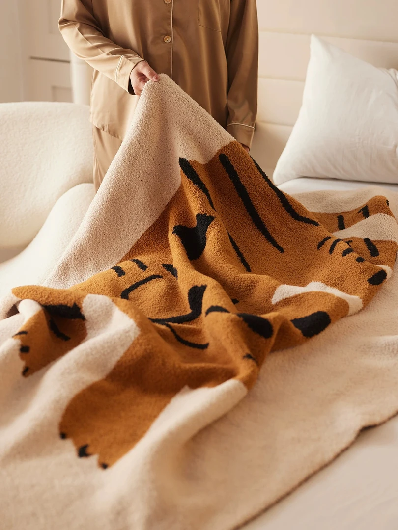 北欧风太阳花空调毯装饰 半边绒毯子 约130*170cm