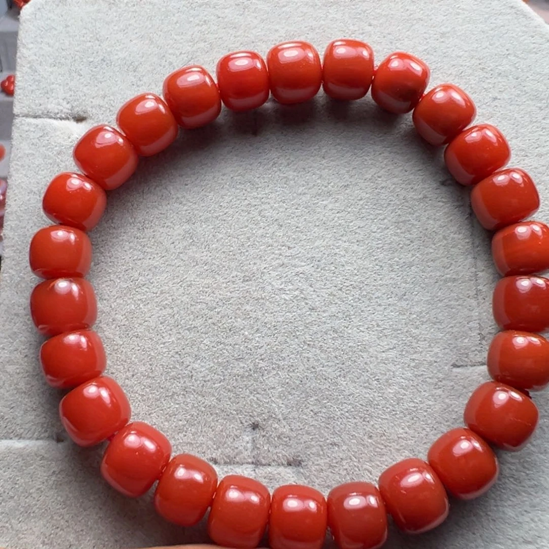 南红玛瑙天然原矿老型珠单圈手串8mm未镶嵌