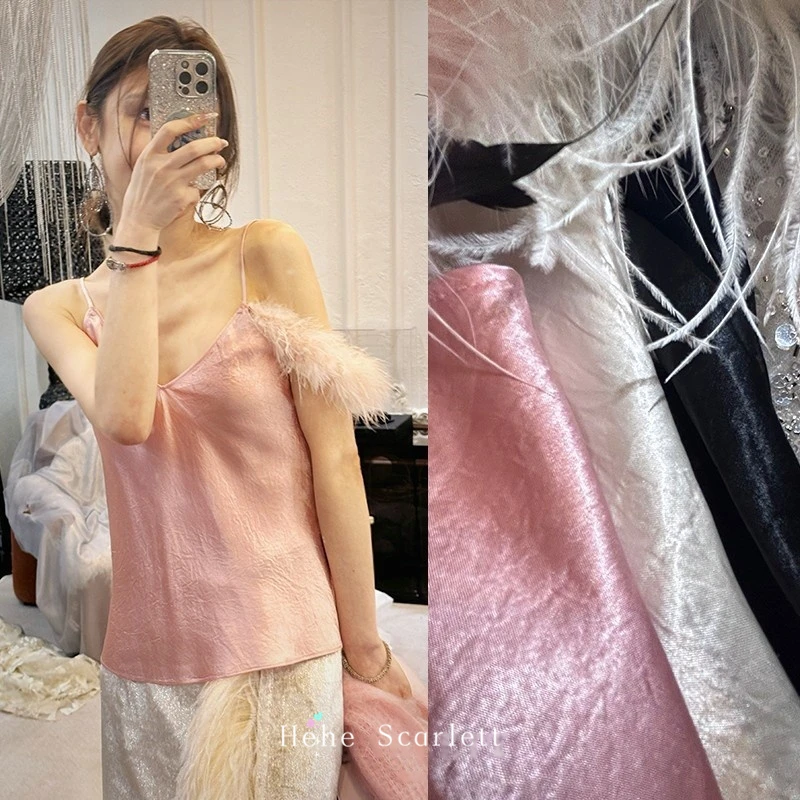 【11月第二期】你的呵呵｜悬垂雾光感醋酸鸵鸟毛吊带