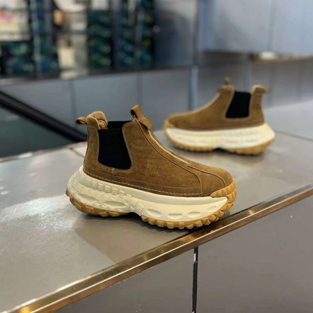 【人气推荐】33-10秋冬新款高帮英伦风潮品时尚百搭休闲增高男鞋