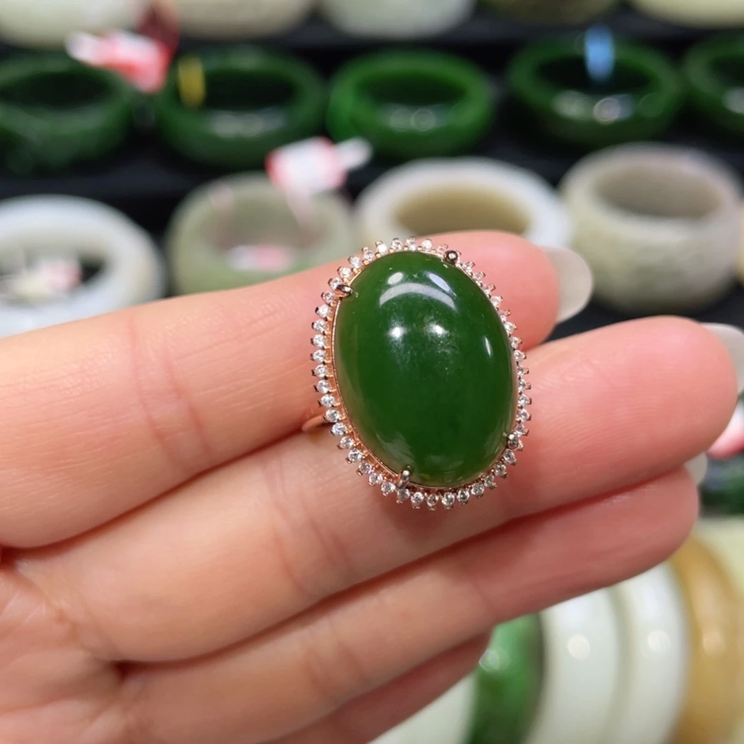 银S925镶嵌戒指和田玉