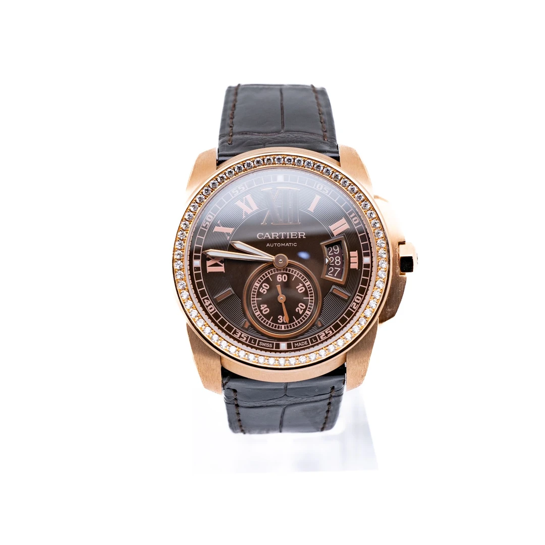 99新 Cartier/卡地亚 卡利博W7100007 42咖盘后钻男士机械表 单表