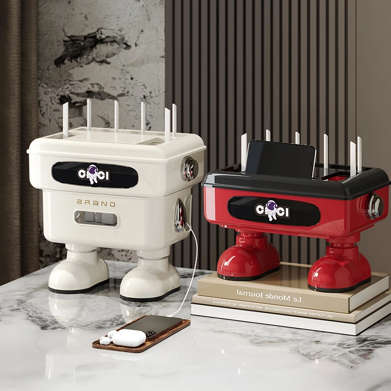 创意卡通路由器置物架客厅wifi无线路由器收纳盒免打孔插排储物盒