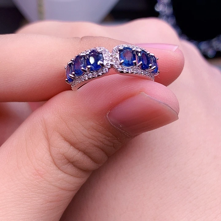 银S925镶嵌蓝宝石戒指