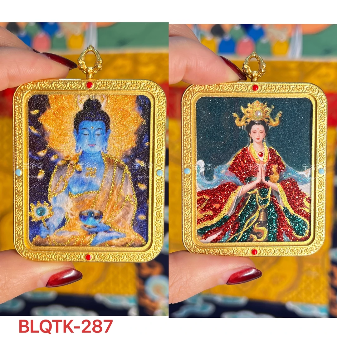 BLQTK-287金莲普光金身琉璃药师佛妈祖娘娘双面手工砂金绘彩绘唐