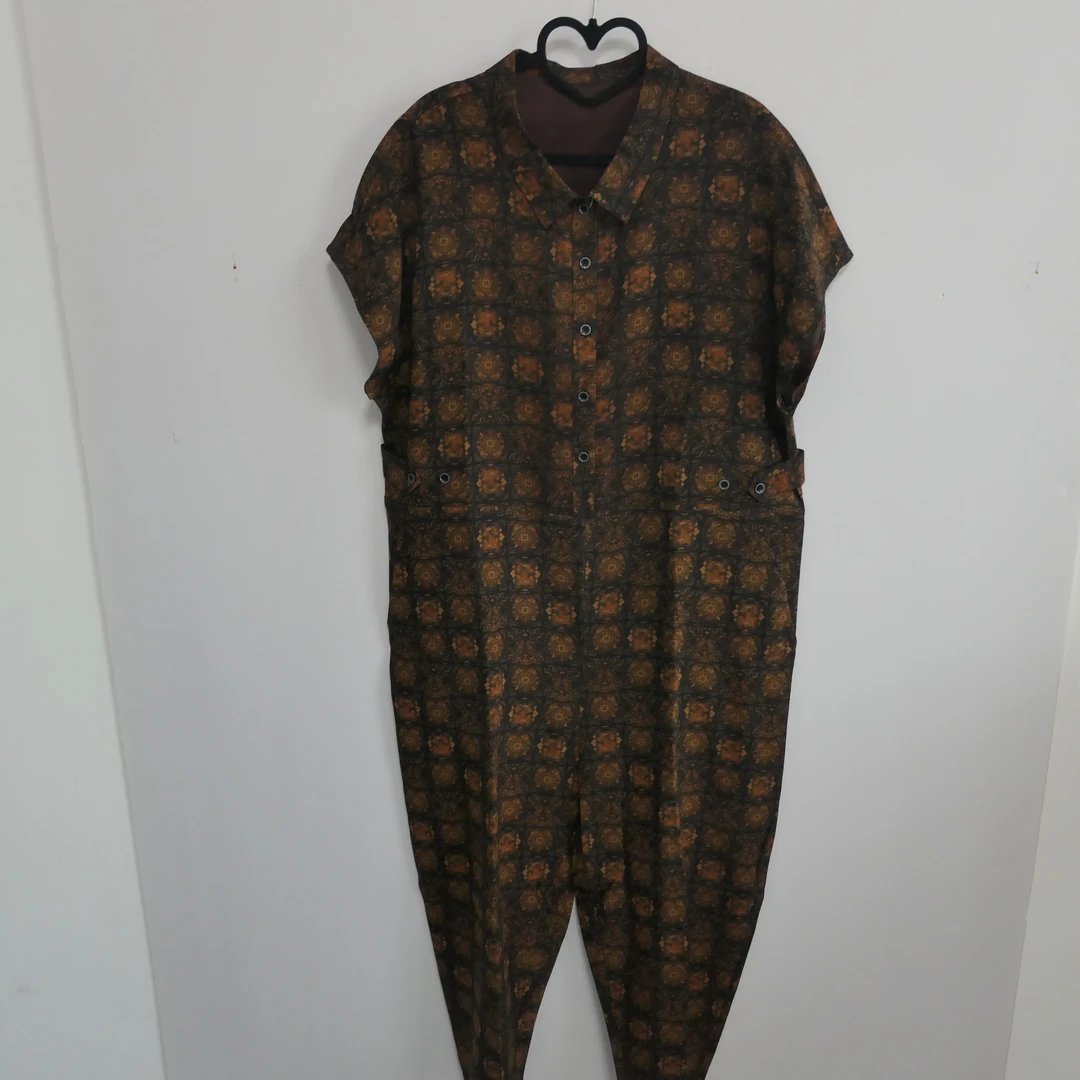 LG-5680香云纱翻领宽松连体裤