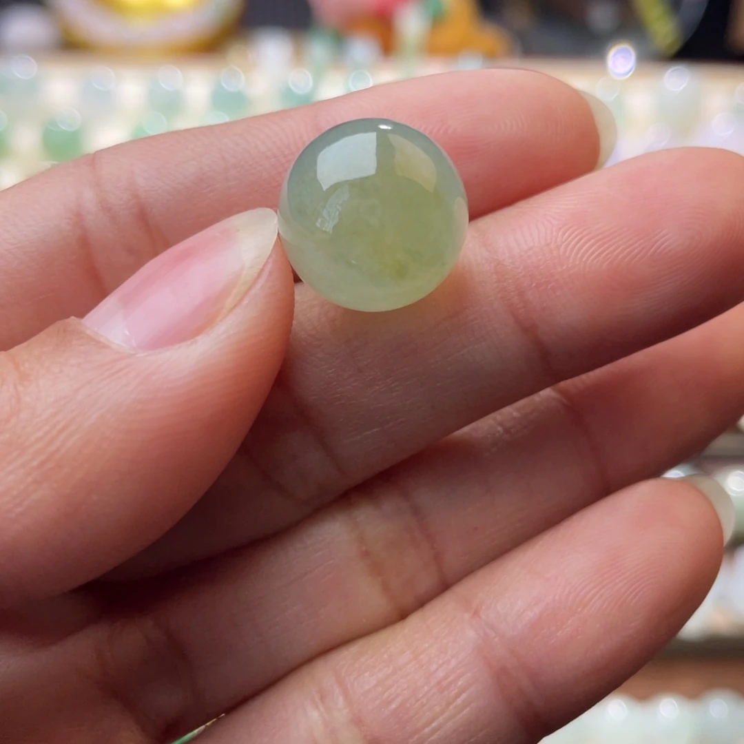 翡翠散珠冰秋香黄翡圆珠13.5mm