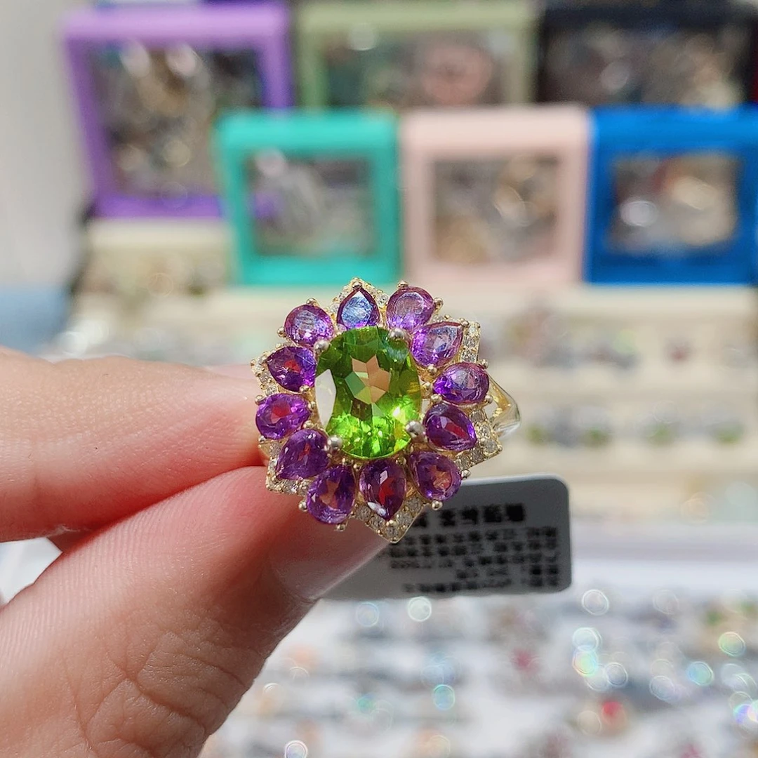 戒指戒指银S925镶嵌橄榄石