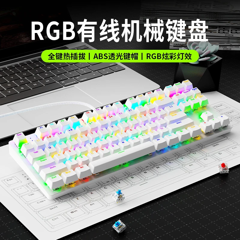 龙卫士机械键盘87键键青红轴笔记本台式电脑电竞游戏rgb电竞设备