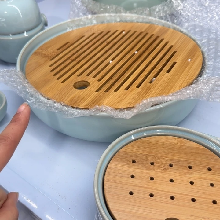微瑕天青圆茶盘11