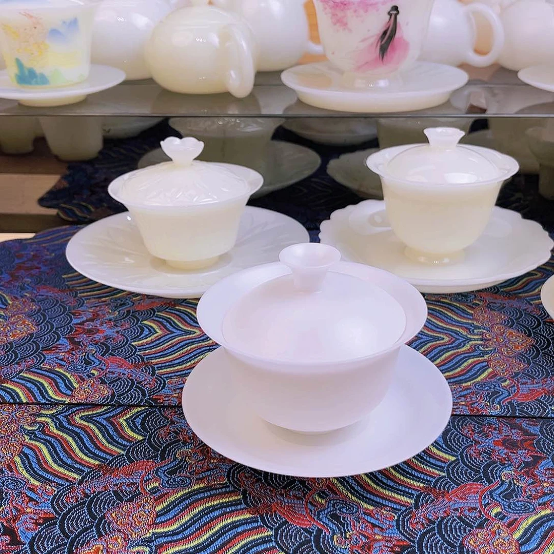 盖碗瓷璞玉素烧薄胎盖碗150cc