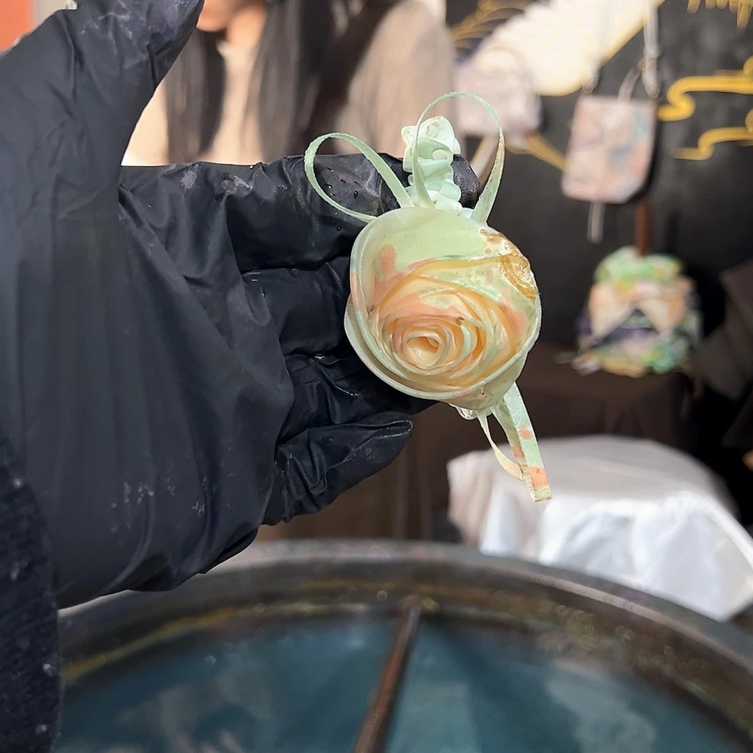 山**?342玫瑰发圈粉绿金