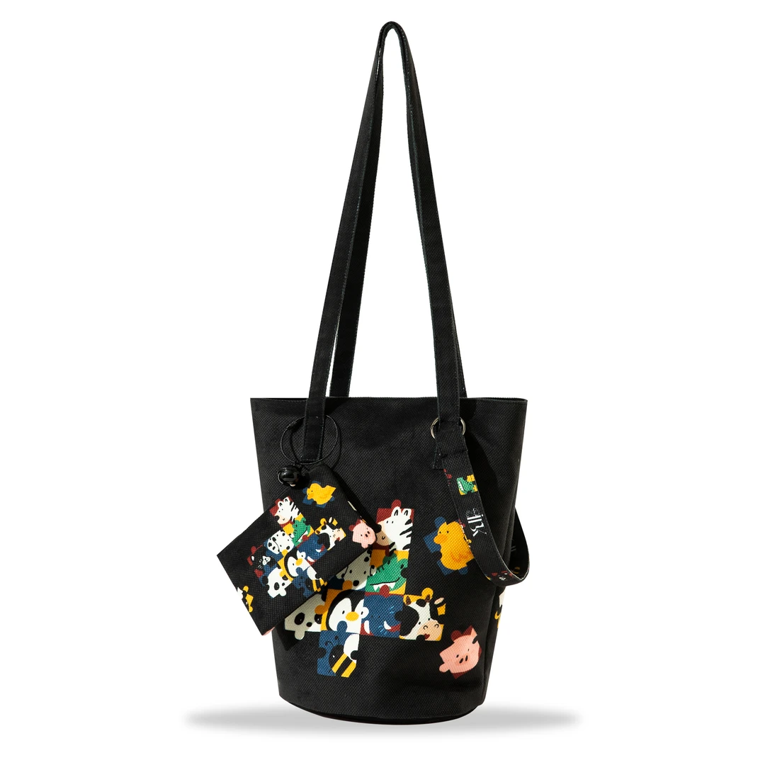 IBK原创动物世界拼图爆款插画卡通单肩斜跨水桶高质量水桶包