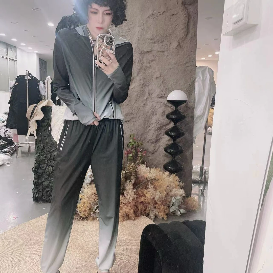 199修身上衣女户外透气2025夏季紫外线防晒服渐变色套装