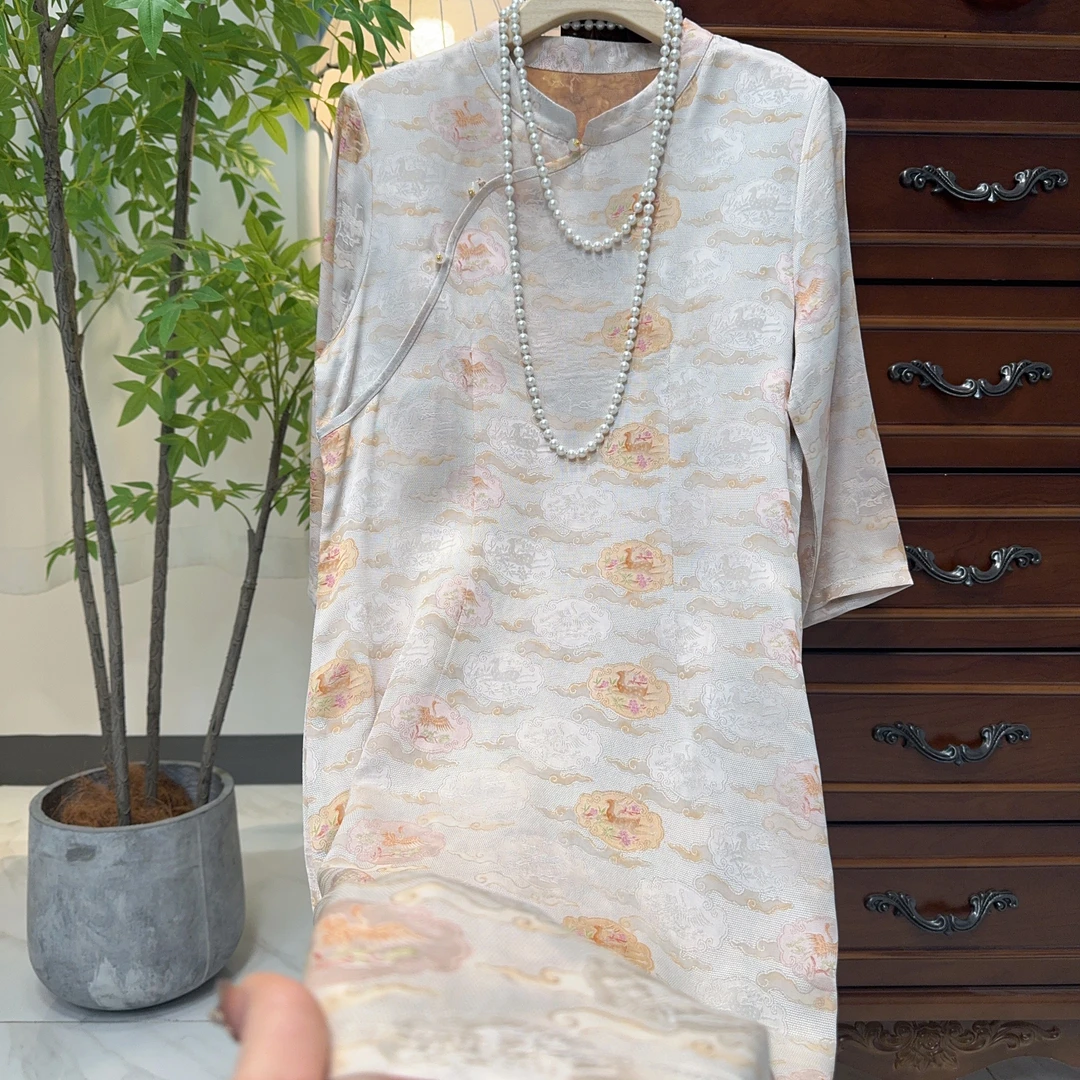 8213款新中式长款连衣裙