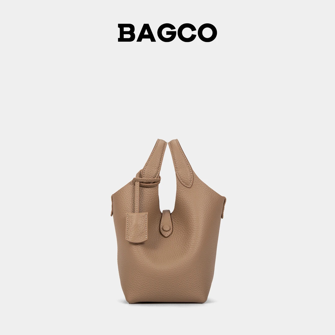 BAGCO简约真皮水桶包手提包包单肩斜跨包