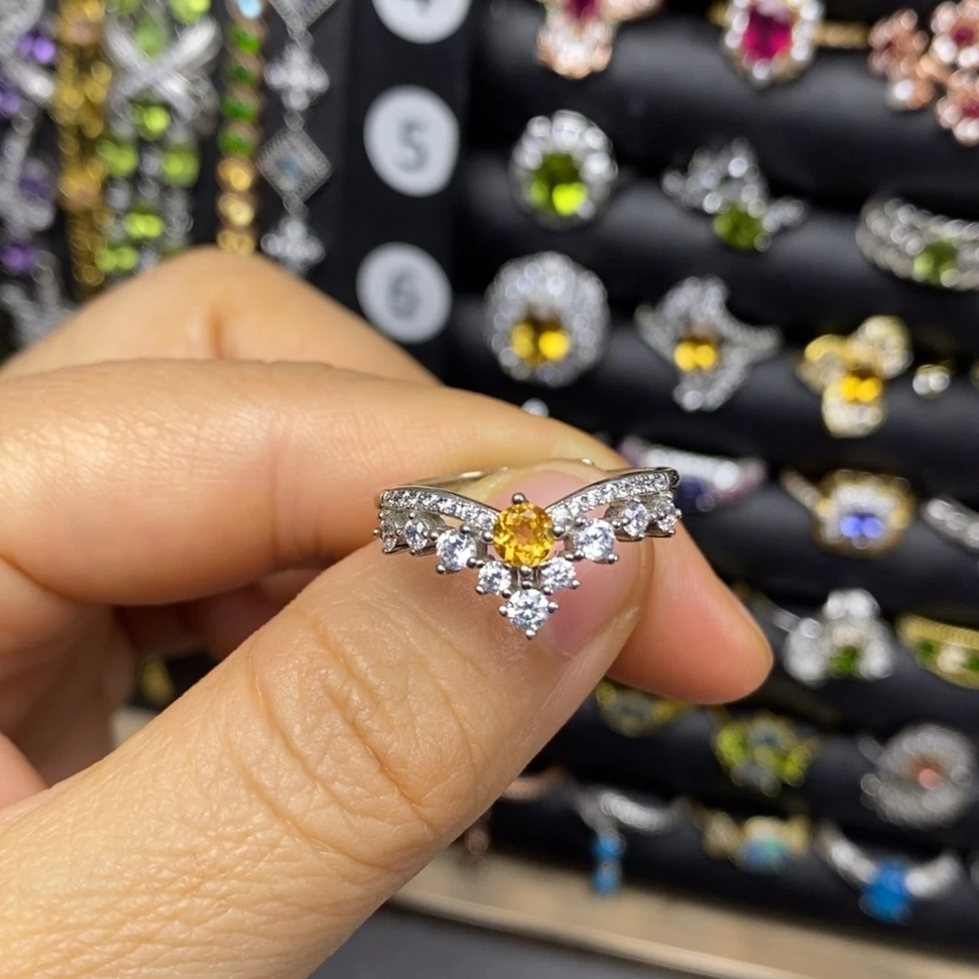 银S925镶嵌黄晶戒指