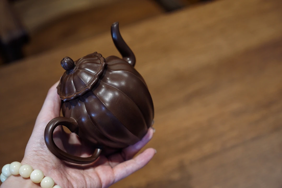菱花老紫泥内推350c紫砂壶茶具