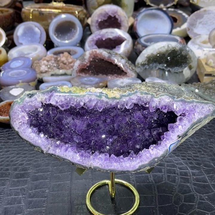 未镶嵌水晶珠宝半成品紫晶钱袋子