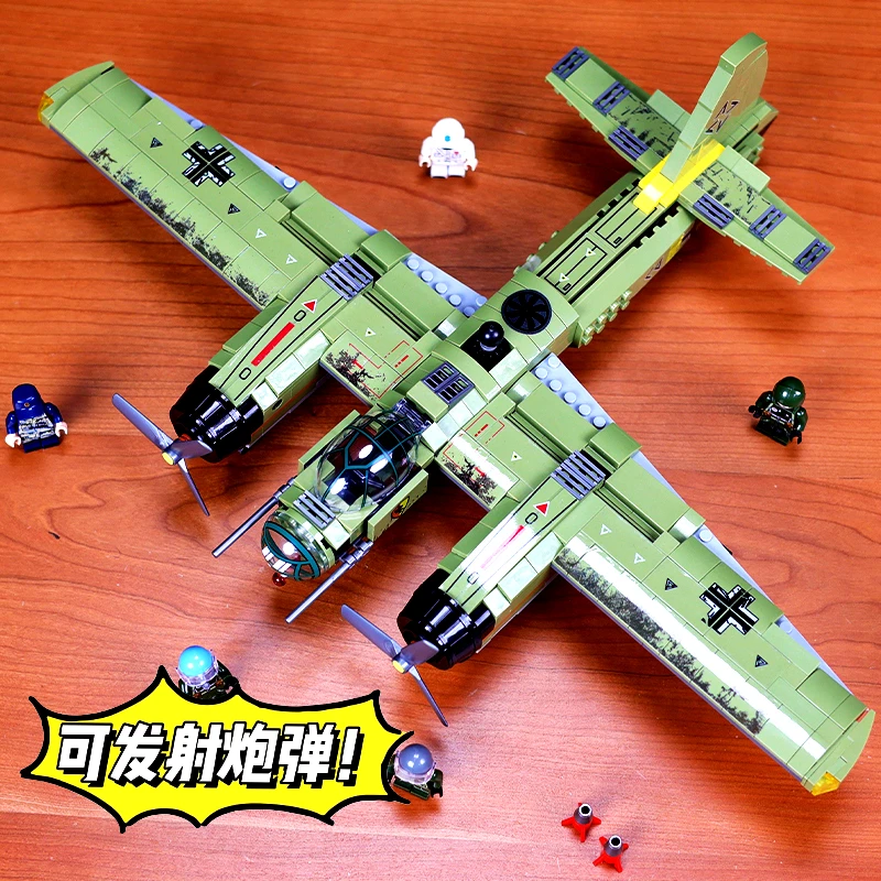 2025新款二战军事飞机积木战斗机轰炸机拼装玩具男孩生日礼物拼图