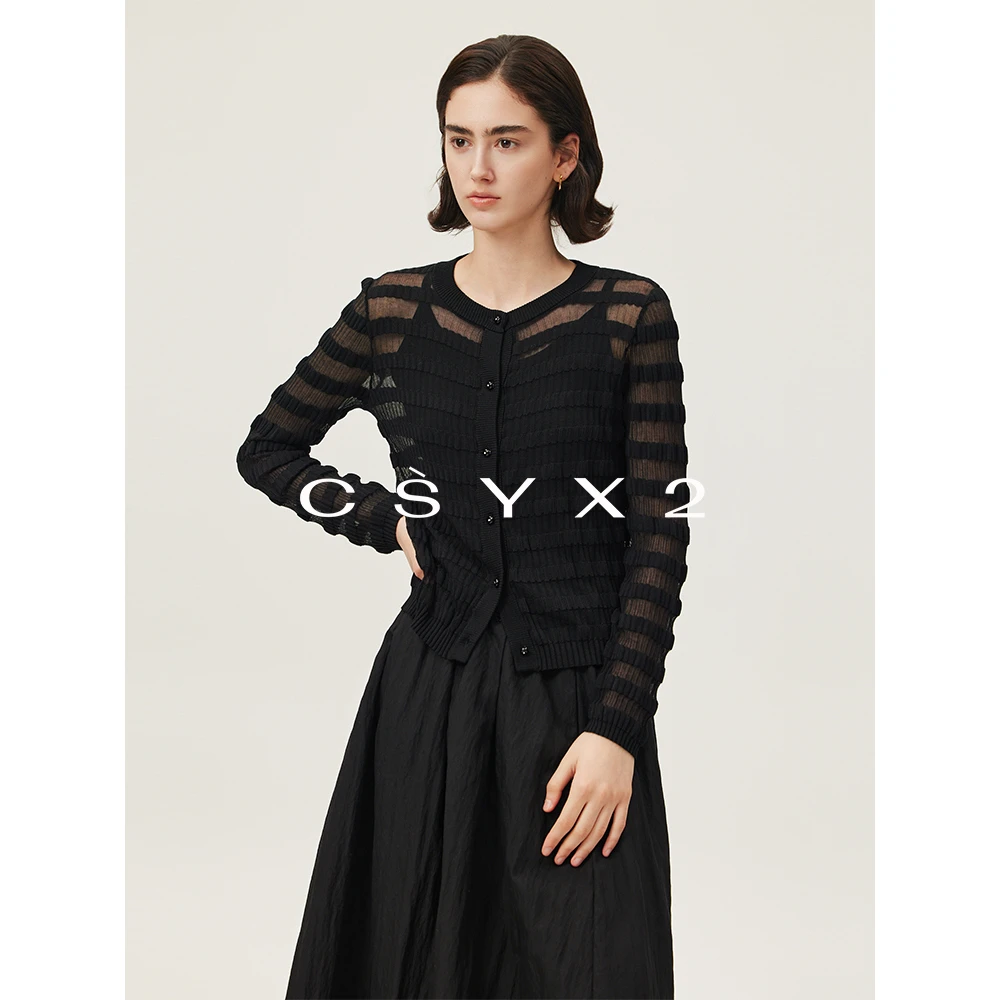 CsyX2-2025S/S早秋新款“仲夏夜”镂空拼接针织衫CZ5CM003
