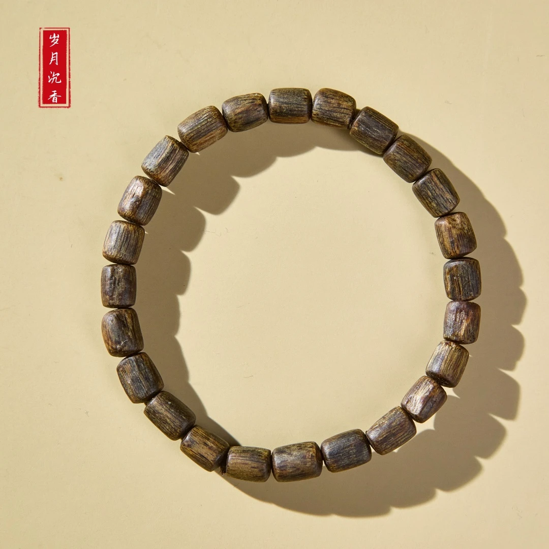 沉香【沉水浮】6mm单圈桶珠海南莺歌绿奇楠沉香手串