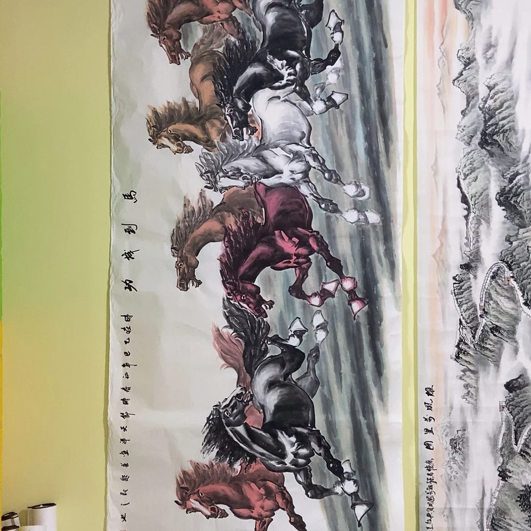 国画小八尺马到成功一副
