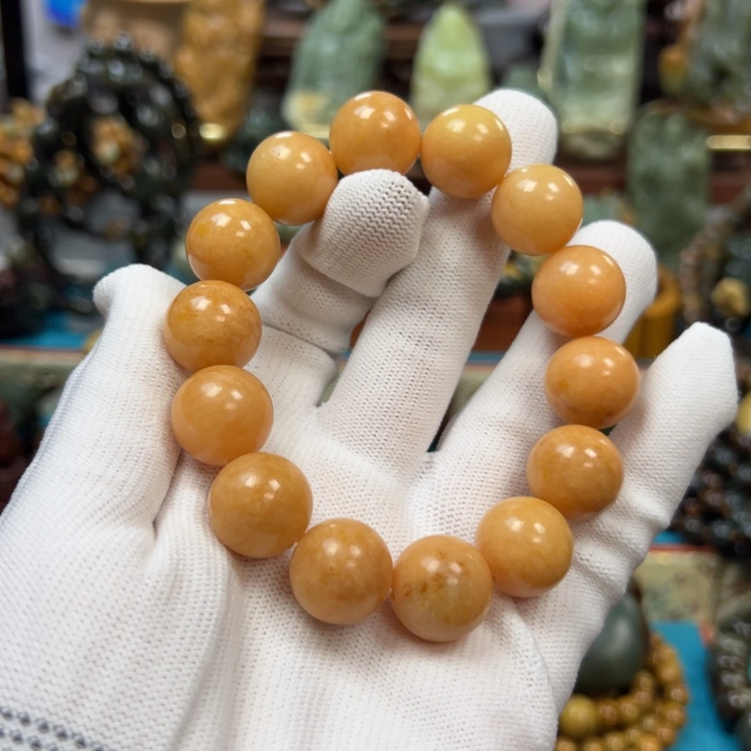 只***渡岫岩河磨玉（透闪石质玉）未镶嵌手串