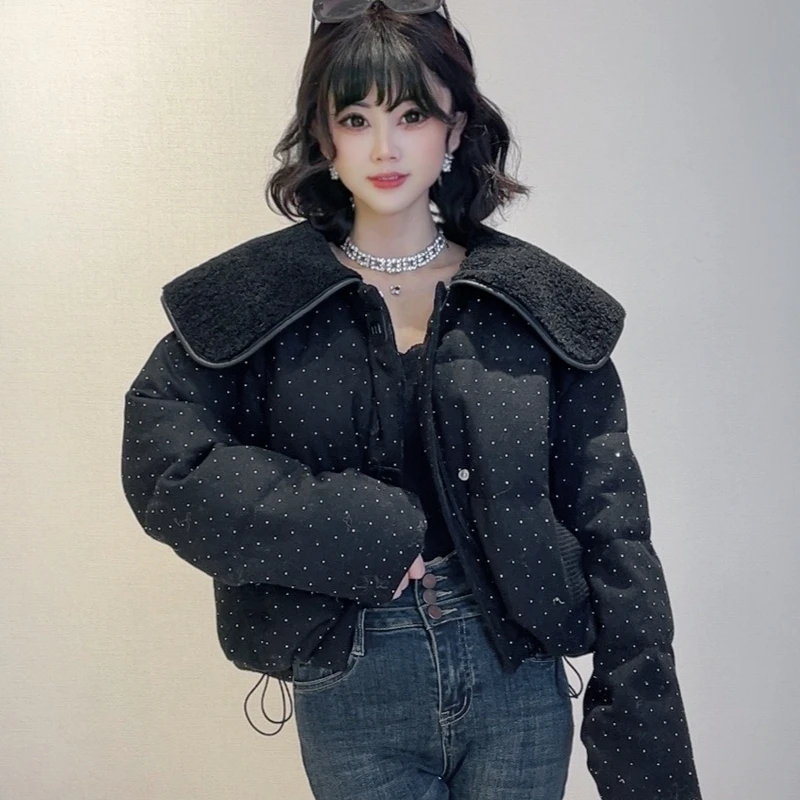 迪否欧货满钻棉服女冬2024新款宽松加厚保暖女士上衣外套2101