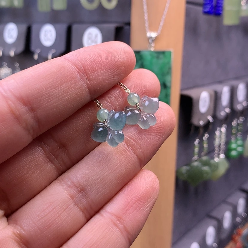 【闪购商品】翡翠耳饰银S925镶嵌希**贝满意