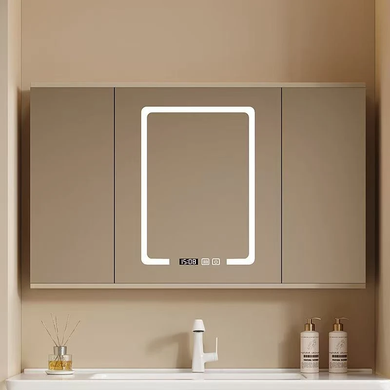 卫生间浴室镜智能折叠风水镜柜推拉墙式单独实木收纳镜柜置物架