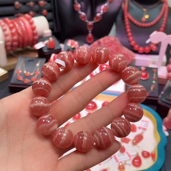 菱锰矿（红纹石）未镶嵌手绳